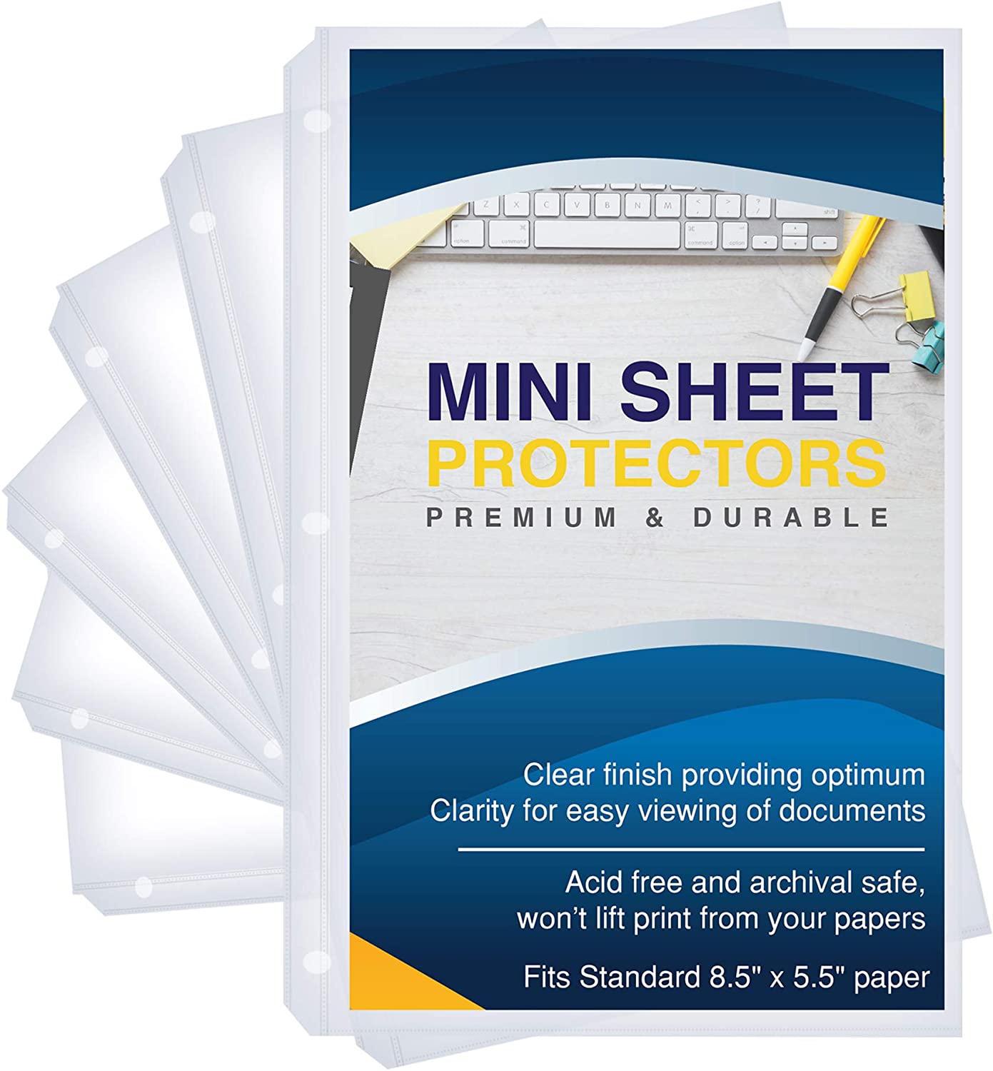 Heavyweight Clear Mini Sheet Protectors, 5.5" x 8.5", Top Load, Reinforced Holes, Acid-Free/Archival Safe - 200 Pack