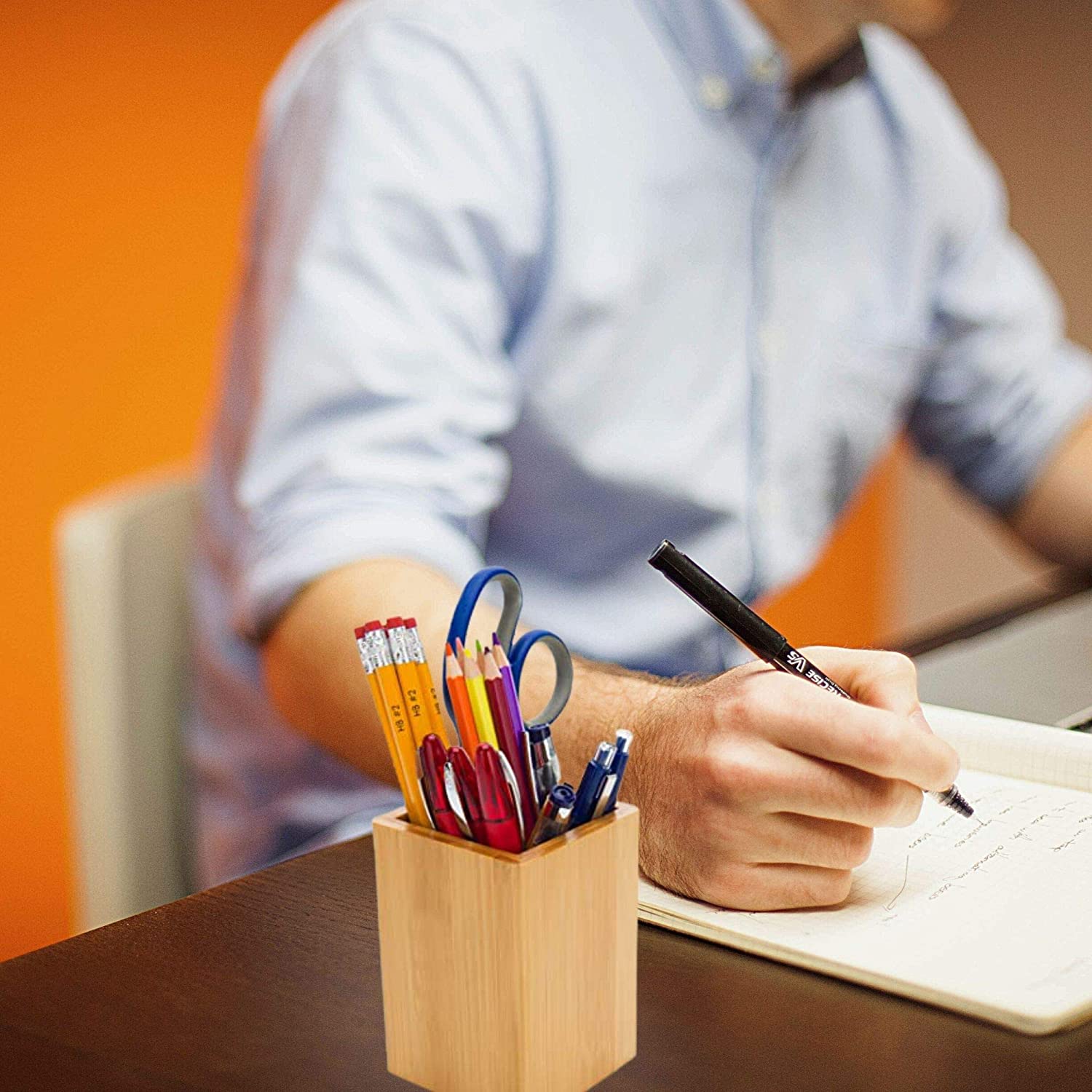 Bamboo Wooden Pencil/Pen Holder Desk Organizer