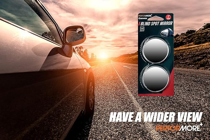 Performore 2 Pack of Blind Spot Car Mirrors, 2 Inch Round HD Glass Convex Rear View Wide Angle Side Mirror Blindspot with Self Adhesive Back for Universal Vehicles